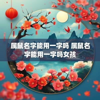 属鼠名字能用一字吗 属鼠名字能用一字吗女孩