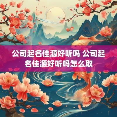 公司起名佳源好听吗 公司起名佳源好听吗怎么取