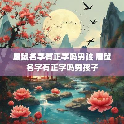 属鼠名字有正字吗男孩 属鼠名字有正字吗男孩子