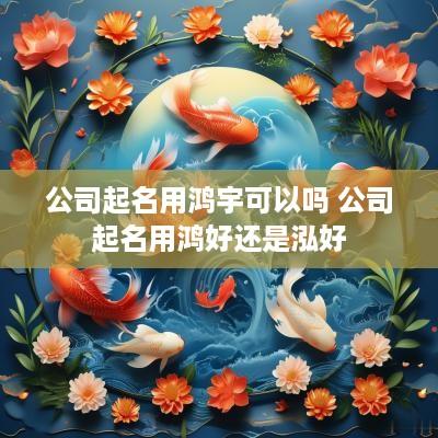 公司起名用鸿宇可以吗 公司起名用鸿好还是泓好