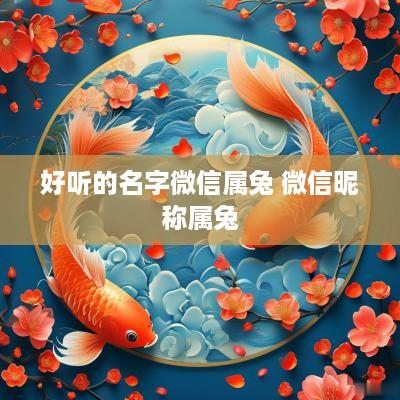 好听的名字微信属兔 微信昵称属兔