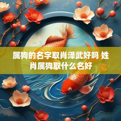 属狗的名字取肖泽武好吗 姓肖属狗取什么名好