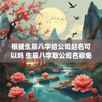 根据生辰八字给公司起名可以吗 生辰八字取公司名称免费