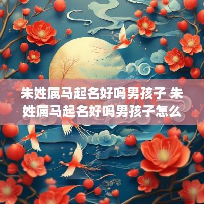 朱姓属马起名好吗男孩子 朱姓属马起名好吗男孩子怎么取