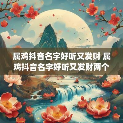 属鸡抖音名字好听又发财 属鸡抖音名字好听又发财两个字网名
