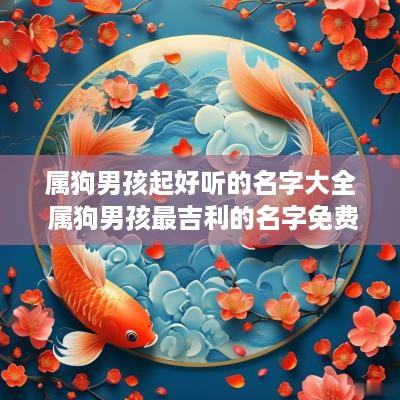 属狗男孩起好听的名字大全 属狗男孩最吉利的名字免费取名
