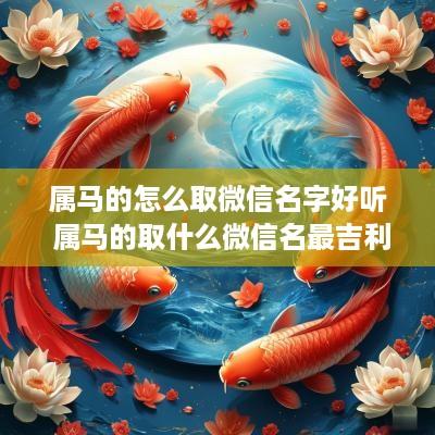 属马的怎么取微信名字好听 属马的取什么微信名最吉利