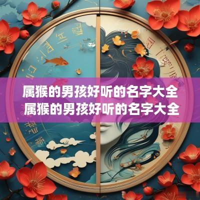 属猴的男孩好听的名字大全 属猴的男孩好听的名字大全集