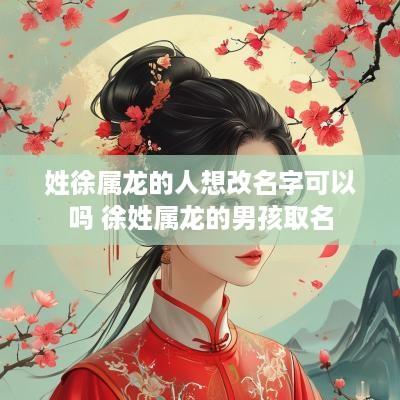 姓徐属龙的人想改名字可以吗 徐姓属龙的男孩取名