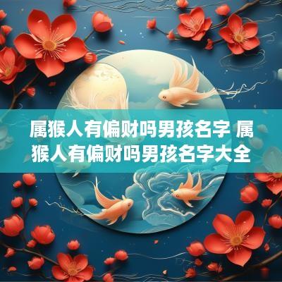 属猴人有偏财吗男孩名字 属猴人有偏财吗男孩名字大全