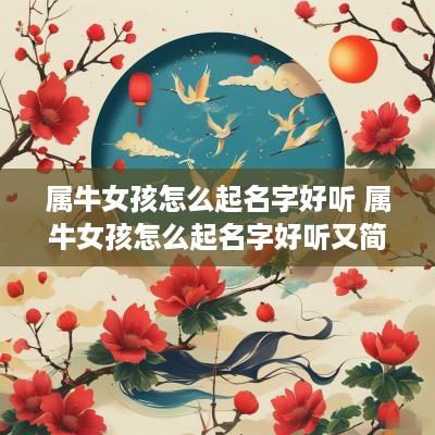 属牛女孩怎么起名字好听 属牛女孩怎么起名字好听又简单