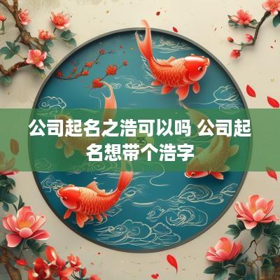 公司起名之浩可以吗 公司起名想带个浩字