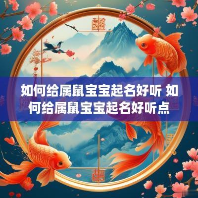 如何给属鼠宝宝起名好听 如何给属鼠宝宝起名好听点
