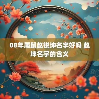 08年属鼠赵锐坤名字好吗 赵坤名字的含义