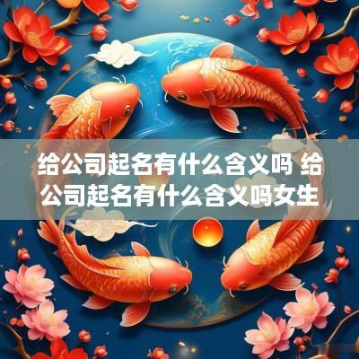 给公司起名有什么含义吗 给公司起名有什么含义吗女生