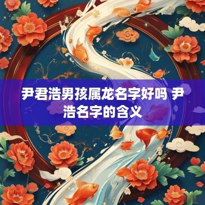 尹君浩男孩属龙名字好吗 尹浩名字的含义