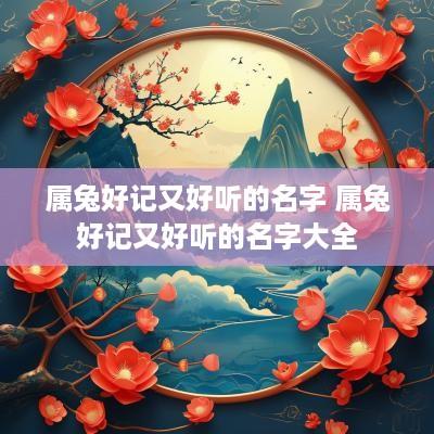 属兔好记又好听的名字 属兔好记又好听的名字大全