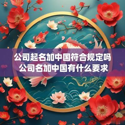 公司起名加中国符合规定吗 公司名加中国有什么要求