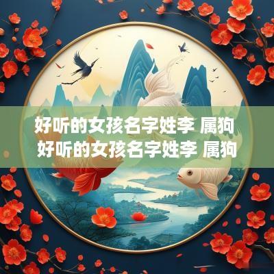 好听的女孩名字姓李 属狗 好听的女孩名字姓李 属狗
