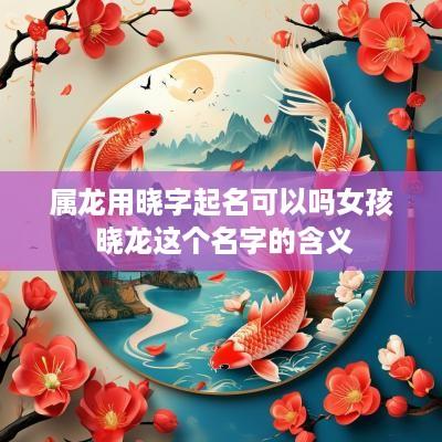 属龙用晓字起名可以吗女孩 晓龙这个名字的含义