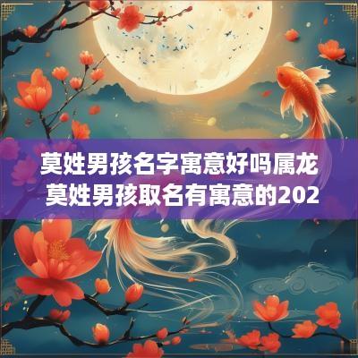 莫姓男孩名字寓意好吗属龙 莫姓男孩取名有寓意的2025