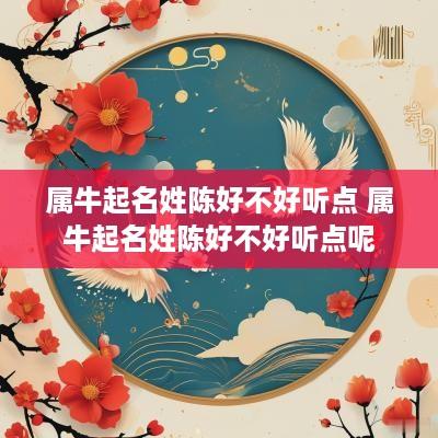 属牛起名姓陈好不好听点 属牛起名姓陈好不好听点呢