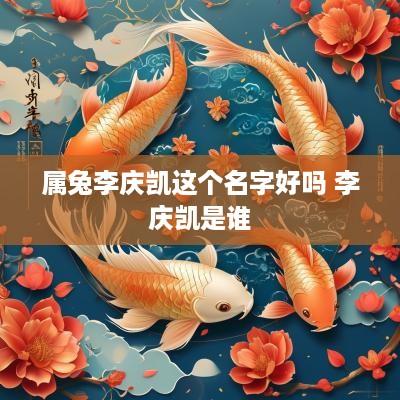 属兔李庆凯这个名字好吗 李庆凯是谁