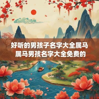 好听的男孩子名字大全属马 属马男孩名字大全免费的