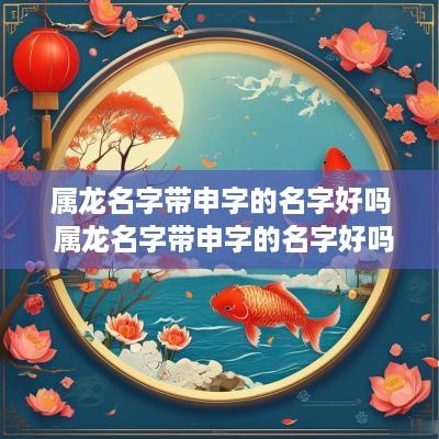 属龙名字带申字的名字好吗 属龙名字带申字的名字好吗男孩