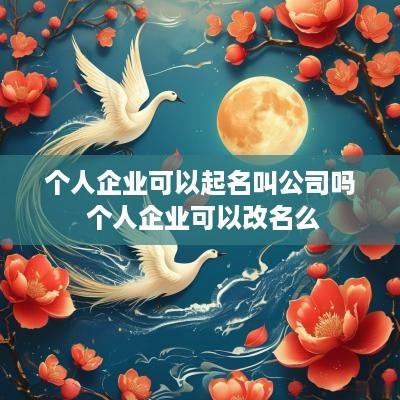 个人企业可以起名叫公司吗 个人企业可以改名么