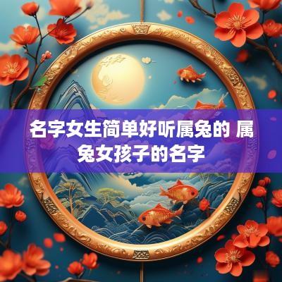 名字女生简单好听属兔的 属兔女孩子的名字