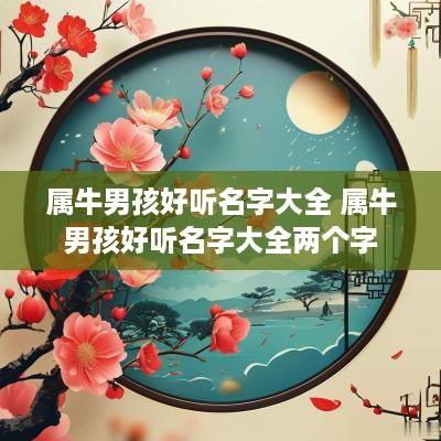属牛男孩好听名字大全 属牛男孩好听名字大全两个字