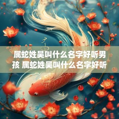 属蛇姓吴叫什么名字好听男孩 属蛇姓吴叫什么名字好听男孩子