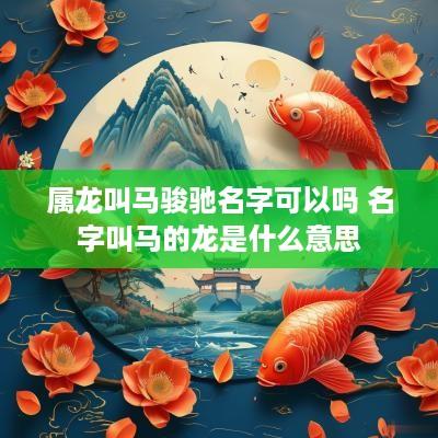 属龙叫马骏驰名字可以吗 名字叫马的龙是什么意思