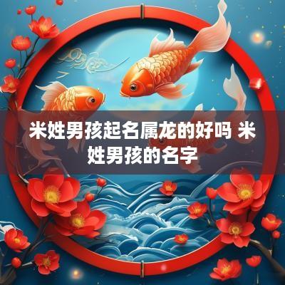 米姓男孩起名属龙的好吗 米姓男孩的名字
