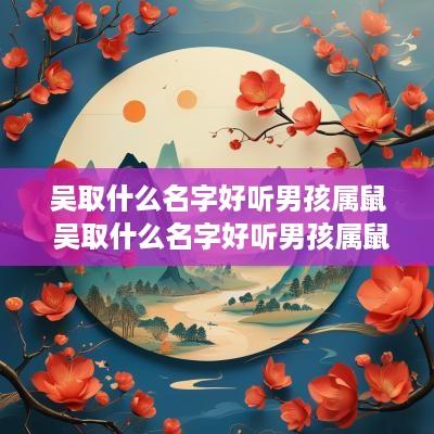 吴取什么名字好听男孩属鼠 吴取什么名字好听男孩属鼠的