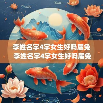 李姓名字4字女生好吗属兔 李姓名字4字女生好吗属兔的