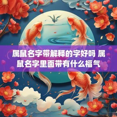 属鼠名字带解释的字好吗 属鼠名字里面带有什么福气
