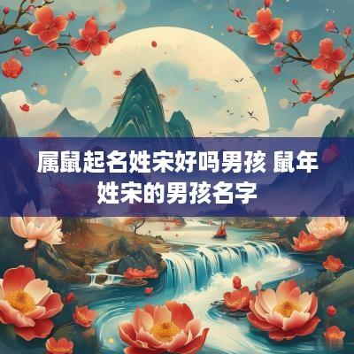 属鼠起名姓宋好吗男孩 蛇年姓宋的男孩名字