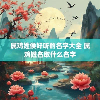 属鸡姓侯好听的名字大全 属鸡姓名取什么名字