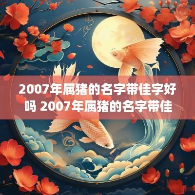 2007年属猪的名字带佳字好吗 2007年属猪的名字带佳字好吗女孩