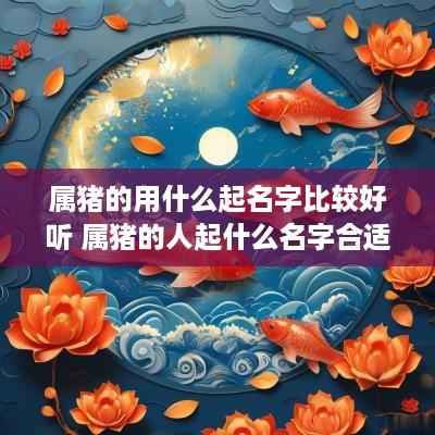 属猪的用什么起名字比较好听 属猪的人起什么名字合适