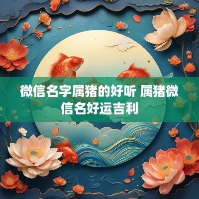 微信名字属猪的好听 属猪微信名好运吉利