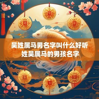 吴姓属马男名字叫什么好听 姓吴属马的男孩名字