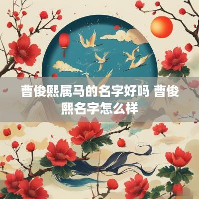 曹俊熙属马的名字好吗 曹俊熙名字怎么样