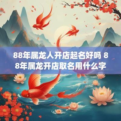 88年属龙人开店起名好吗 88年属龙开店取名用什么字