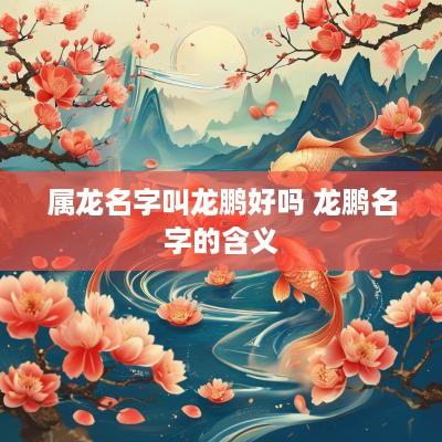 属龙名字叫龙鹏好吗 龙鹏名字的含义