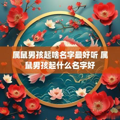 属鼠男孩起啥名字最好听 属鼠男孩起什么名字好