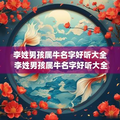 李姓男孩属牛名字好听大全 李姓男孩属牛名字好听大全三个字