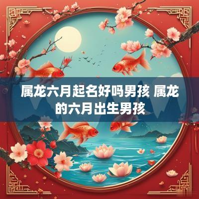 属龙六月起名好吗男孩 属龙的六月出生男孩